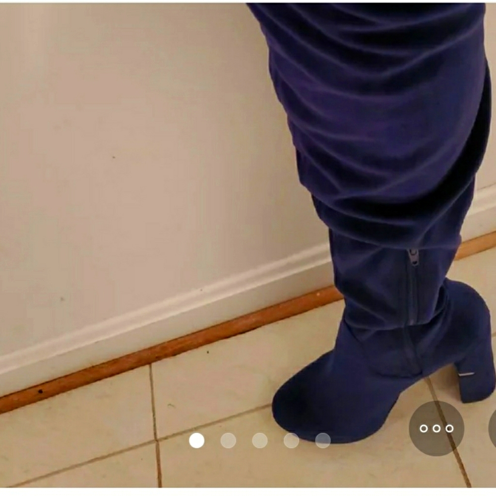 Ladies thigh high boots rich navy blue
